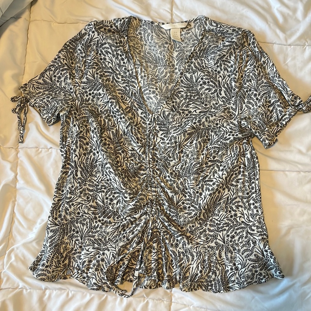 Black and white floral blouse